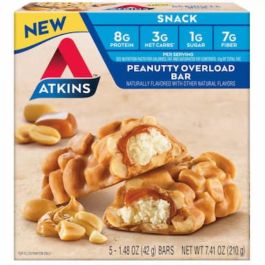 Atkins Peanutty Overload Snack Bars - 5ct